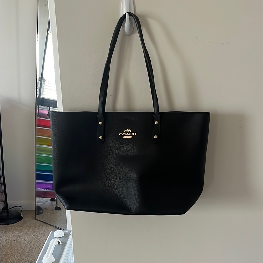 Coach Black Perforated Leather Tote
